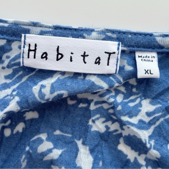 Habitat Blue Floral Crinkle Burnout Tunic Top XL Lagenlook - Picture 6 of 9